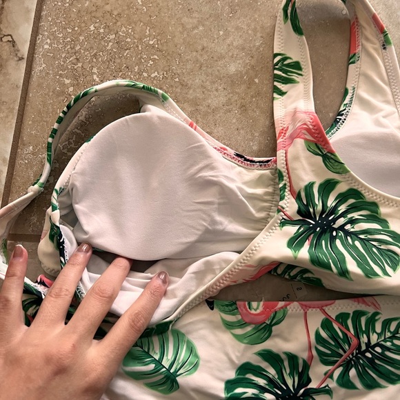 Tropical Monstera and Flamingo High-Waisted Bikini - Picture 6 of 15